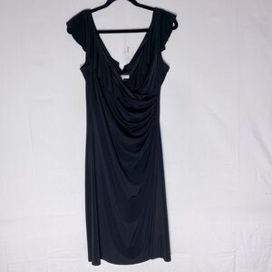 Vintage Cleo Black Stretchy Draped Cocktail Dress Little Black Dress 12